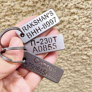 Custom car keyring Tags Engraved Pet Name Birthday Prevent Loss Engraved Phone Number Stainless Steel Key Chain Gift For Men H1126