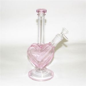 14mm Femmina a forma di cuore Bong in vetro Pipa ad acqua Pyrex Narghilè Oil Rigs Bong da fumo Spessa Heady Recycler dab Rig cenere cacther