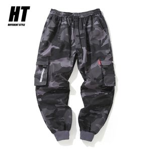 Hip Hop Cargo Pant Mens Fashion Joggers Casual Pants Streetwear Multi-Pocket Ribbons Military Pants Men Harem Pants Large Size 211201