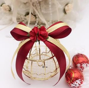 Party Supplies Wedding Favor Box European creative Gold Matel Boxes romantic wrought iron birdcage weddings candy tin case JJF10773