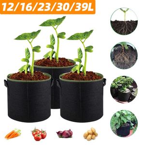 3 4 5 7 Gallon Felt Grow Bag Gardening Fabric Grow Pot Eco-Friendly Vegetable Growing Planter Flower Planting Pots Garden Tools 210615