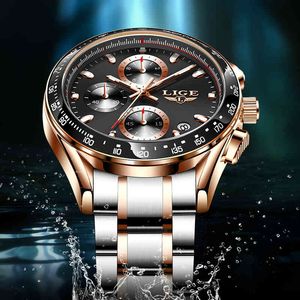 Lige Top Brand 2021 New Mens Sports Watches Waterproof Stainless Steel Wrist Watch Man Clock Fashion Luxury Male Chronograph+box Q0524