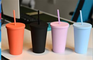 16oz Acrylic Tumbler with Smooth Lids and Straws Plastic Tumblers Spipy cup Travel mugs Water bottle Reusable container in Bulk Wholesale