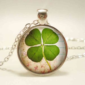 New Clover New Time Glass Pendant Necklace Jewelry