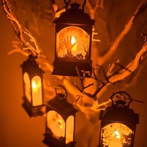 ingrosso Puntelli Del Castello-Strings Pumpkin Castle Light Halloween Bambini Lampada Ghost Lamp LED Lanterna Creativa Plastica Strega Skull Vintage Party Stups Appeso