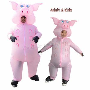 Inflatable Pink Pig Costume Adult Kids Fancy Dress Anime Cosplay Costume Animal Halloween Pig Cute Funny Party Cosplay Clothes G0925