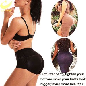 Lazawg calcinha de controle feminino com almofada levantador de bunda hip realçador malha roupa interior push up bunda grande falso ocks corpo shaper 211220247u