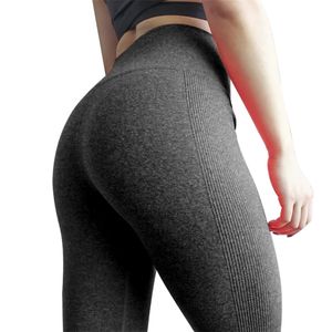 Kvinnor Komprimering Sportbyxor Grå Stickad Seamless Leggings Elastic Gym Fitness Workout Running Push Up Byxor 211215