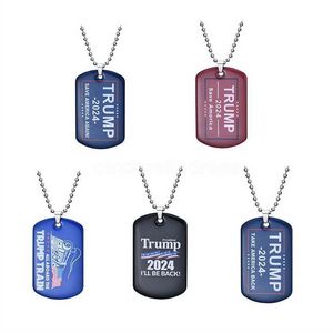 2024 Trump Necklace Party Favor US President Val Flagga Hängsmycke Rostfritt stål Taggar Jag kommer tillbaka nyckelring 5 stil Snabb leverans 496