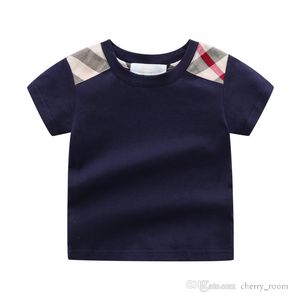 Sommar Boys Tjejer Bomull Designer T-tröja Mode Toddler Casual Plaid Half-Sleeved Tee Shirt Barn Top Kids Tunna Boutique Kläder S1369