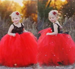 Bonito Lace Tulle Bola Vestido Flor Menina Vestido Barato Longo Comprimento Completo Camadas Tutu Menina Formal Pageant Vestidos Personalizado Menina Vestido