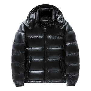 Зимняя теплая мужская куртка пальто повседневная осень с капюшоном мужская короткая толстая куртка белая утка вниз парку мужской глянцевый модный пальто 210818