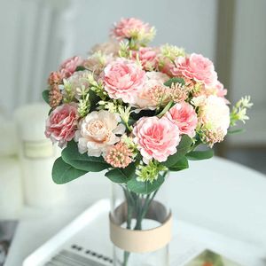 Artificial Flowers Silk Rose for Wedding Party Home Garden Decorations Bride Bouquet DIY Craft Wreath Accessories Fake Flowers Y0630