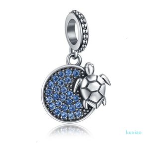 S925 Sterling Prata Adorável Tartaruga Encantos Beads Pulseira Pingente Pingente DIY Acessórios Spot Atacado