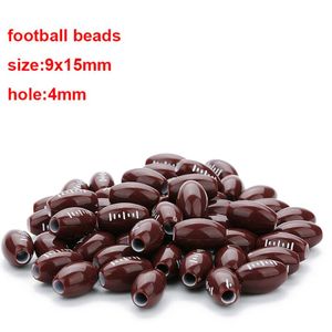 50 teil/los 15x9mm Braun Rugby Fußball Acryl Perlen Sport Ball Spacer Perlen 4mm Loch Fit Für armband Halskette Diy Schmuck Machen