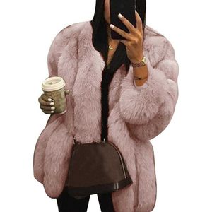 Women Faux Fur Jacket Coat Plus Size S-5XL Short Faux Fur Coat Warm Furry Jacket Outerwear Autumn Winter Women Overcoat Outwear Y0829