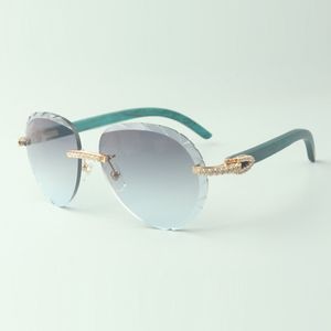 2022 classic medium diamond sunglasses 3524027 with natural teal wood arms glasses, Direct sales, size: 18-135 mm