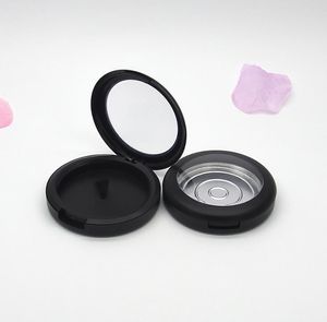 Scatola compatta per fard cosmetico vuoto in plastica nera opaca da 59 mm, contenitore per ombretto nero satinato rotondo, custodia per rossetto SN2997