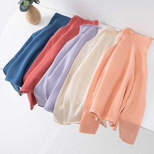 Girls Knit Sweater Top 2021 New Children's Spring Autumn Sweater Pullover Boys Thin Top Kids Candy Color Bottoming Shirt Y1024