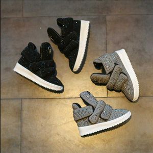 Barn sneakers 2021 höst vinter barn skor läder stövlar sport rhinestone tjejer pojkar mode sport varma stövlar x0719