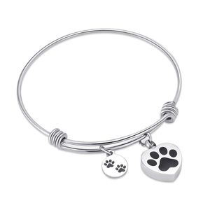 Evcil Hayvanların Kremasyon Mücevheratı toptan satış-Küller için Manşet Kremasyon Bilezik Köpek Kedi Baskılar Pet Anıt Urn Takı Ayarlanabilir Bağlantı Zincir