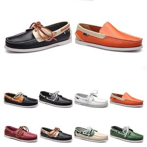 151 Mens casual shoes leather British style black white brown green yellow red fashion outdoor comfortable breathable