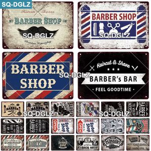 [SQ-DGLZ] Barber Bar Metal Sign Vintage Bar Dekoracyjna Metalowa Płytka Plakietka Dekoracje ścienne End Decor Signs Barber Shop Plakat Q0723