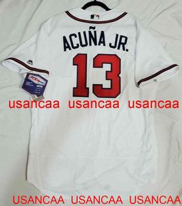 Zszyty Ronald Acuna Jr. Jersey Jersey Jersey Jerseys Men Men Młodzież Baseball XS-5xl 6xl