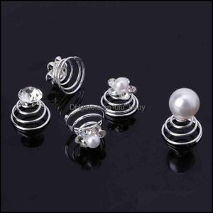 Headbands Jewelry12Pcs Bridal Wedding Pearl Flower Hairpins Swirl Spiral Twist Tiara Hair Jewelry 85Lb Drop Delivery 2021 Btyai