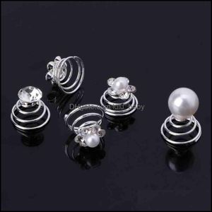 Jóias para a cabeça Jóias de jóias12pcs Bairpins de pérola de pérolas de pérolas Twist Spiral Spiral Tiara Hair Jewelry 85lb Drop Delivery 2021 Btyai