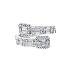 Hip Hop New Women's Baguette Anello regolabile personalizzato Iced Out Bling Micro Pave Cz Punk Rap Open Size Finger Jewelry