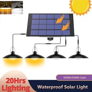 Four Head Solar Lamps Pendant Light Outdoor Indoor led lights With Line Warm or White Lighting For Camping Garden Yard