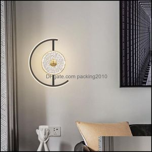 Wall Lamp Home Deco El Supplies & Garden Led Lights For Kitchen Bedroom Living Room Crystal Luster Clock Shape Scone Drop Indoor Modern Deco