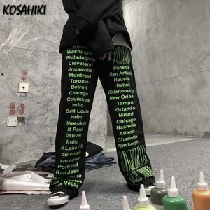 Kosahiki Casual Gothic Spodnie Streetweear Kobiety Mężczyźni Joggers Harajuku Spodnie Harajuku Spodnie Hip Hop Summer Punk Cargo Wide Leg Pant Q0801