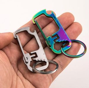 Tools Stainless Steel multifunction keychain bottle opener ruler wrench key ring outdoo durable