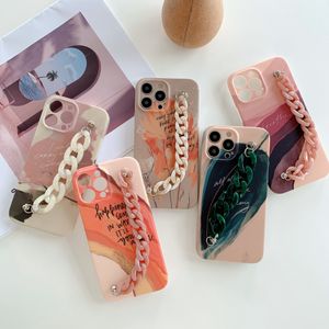 Wrist Strap Graffiti Painting IMD Shockproof Phone Cases for iPhone 13 12 11 Pro Max XR XS X 8 7 Plus