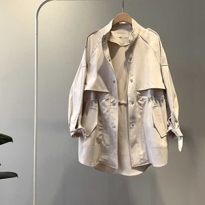 Wiosna Nieregularny Harajuku Luźna Kurtka Przyciski Płaszcz Kobiety Moda O Neck Coat Fahion Windbreakers Streetwear Znosić 210531