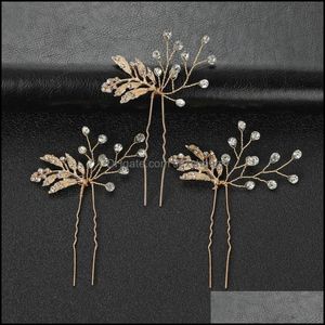 Jewelry Hair Clips & Barrettes 3Pcs Vintage U-Shaped Hairpin Sticks Handmade Exquisite Leaves Super Fairy Pins For Girls Daily Wear Co Drop