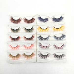 New design private label colored faux mink eyelashes vendor attractive colorful fluffy makeup rainbow lashes