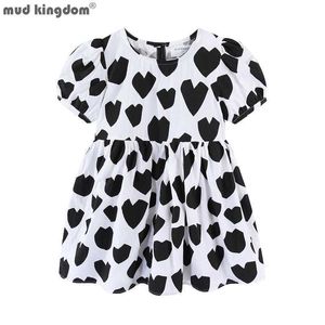 Mudkingdom Cinch Waist Abiti per ragazze Manica a sbuffo Vestito per bambini Ragazza Vestiti a pois Abbigliamento estivo per bambini Plaid Party 210615