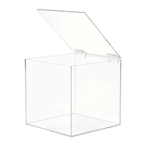 Trasparente cubo acrilico bomboniera di plexiglass contenitore di plastica festa di nozze pacchetto regalo organizzatore uso ufficio a casa 211102