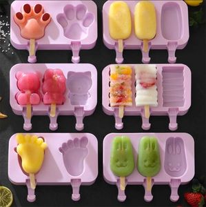 Wholesale Silicone Ice Cream Mold Tools With Lid Animals Shape Jelly Ball Maker Baby DIY Food Supplement Tool Popsicle Stick Kitchen