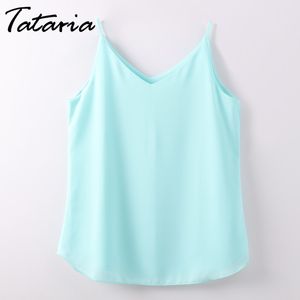 Frauen Halter Top Chiffon Tanks Camis Tops Ärmellose Weste V-ausschnitt Bluse Sommer Debardeur Femme Tank Kleidung Damen Tataria 210514