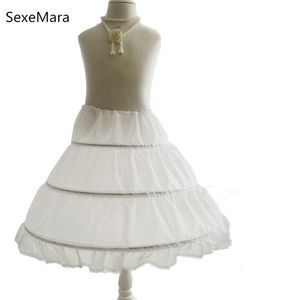 White Children Petticoat Hoops One Layer Kids Crinoline Lace Trim Flower Girl Dress Underskirt Cancan Elastic Waist Q0716
