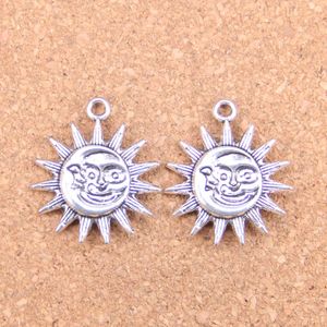 26 sztuk Antique Srebrny Brąz Plated Double Sun Moon Charms Wisiorek DIY Naszyjnik Bransoletka Ustalenia Bransoletka 28 * 25mm