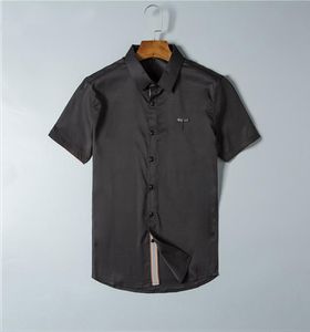 Lüks Tasarımcılar Yaz Yüksek Kalite Moda Rahat erkek Elbise Gömlek Iş Gömlek Keten İstasyonu Yaka Kısa Kollu M-3XL # 34