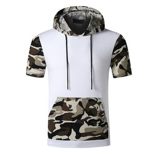 Camouflage T Shirt Men Workout Casual Muscle T-shirts Mens Hooded Oversized Hip Hop Tee Shirt Sommar Harajuku High Street Toppar 210524