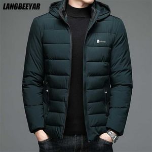 Top Quality Winter Thick Warm Brand Casual Fashion Parka Jacket Hooded Windbreaker Bubble Coat Men Men's Clothing 211214