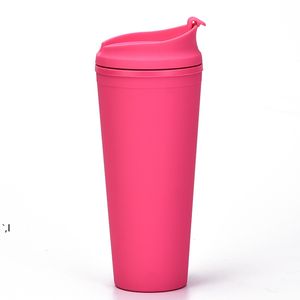 Dubbelskikt plast frostat tumbler 22oz matt plast bulk tumblers med lock för utomhus sport camping havsväg rra10783