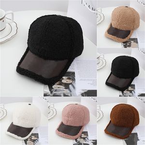 Winter baseball cap thickened warm L letter lamb feather caps